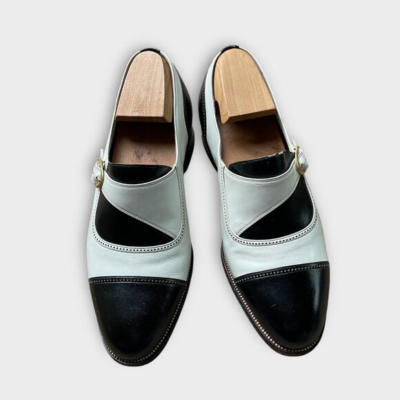 Vintage Sz 9 Custom Two-Tone Asymmetrical Buckle Men’s Dress Shoes 42 Formal - Picture 11 of 12